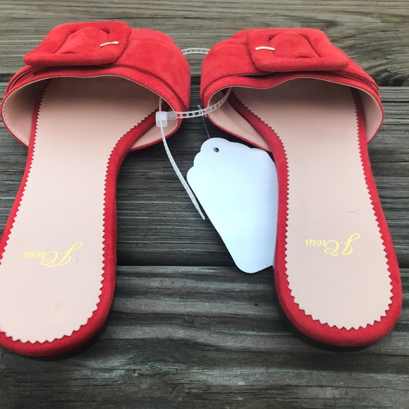 J. Crew Women Red Slide With Buckle Cora Sandal - Picture 5 of 8